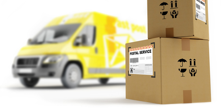 International courier van, forwarding large parcels worldwide